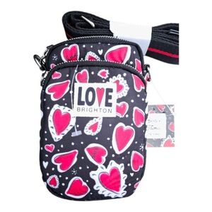 Brighton Hearts A Flutter Crossbody Utility Tote Black Red  White